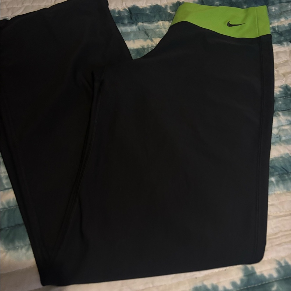 Nike Black and Lime Green Sports Pants